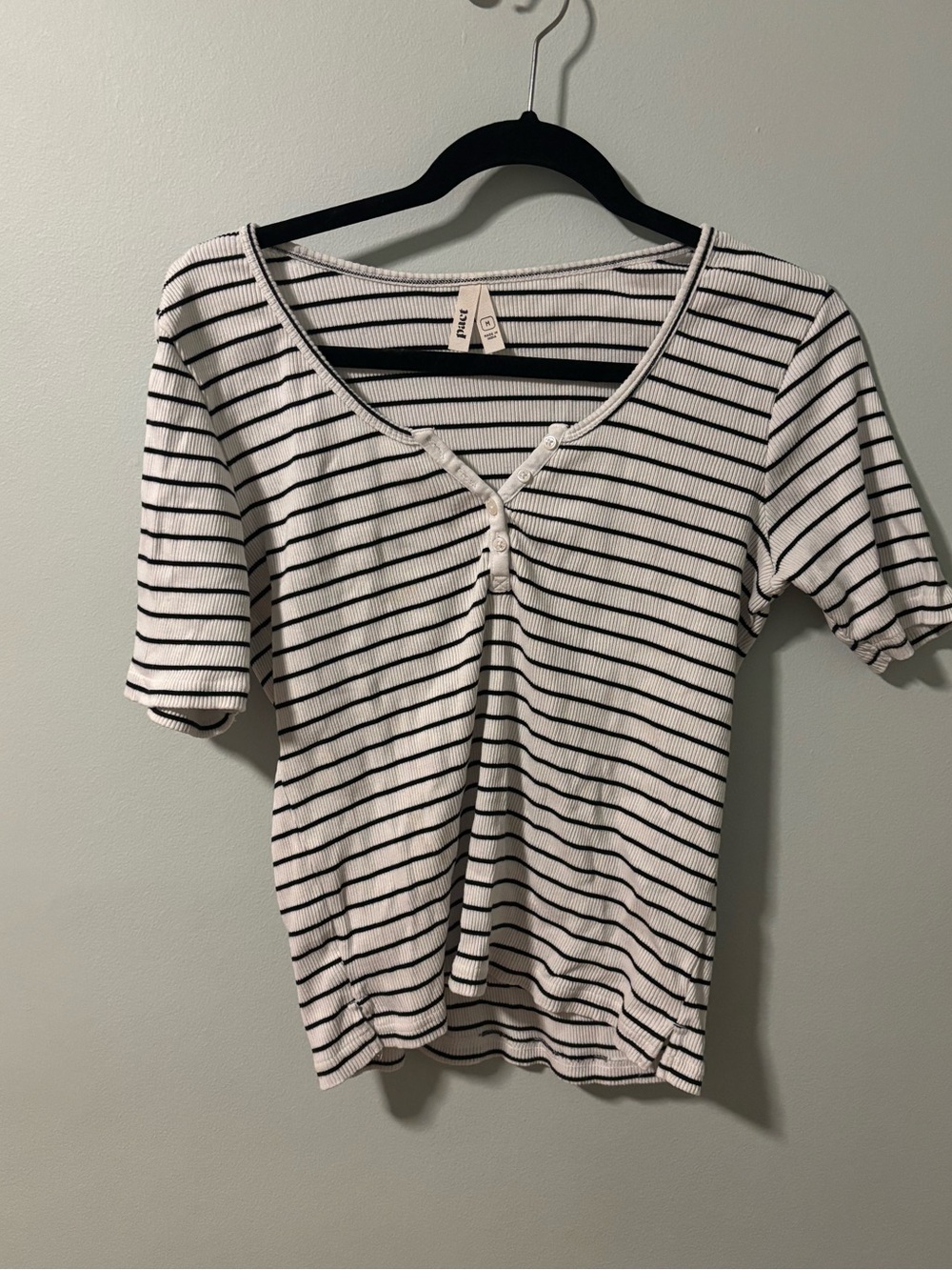 Chic Stripe Favorite Rib Henley Top M Pact